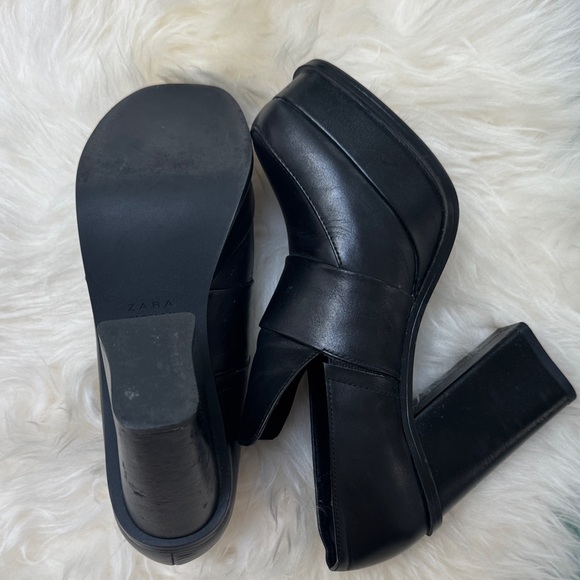 Zara Black Platform Loafer Block Heels  Size 6 (36 EU / 235mm) - Picture 8 of 8